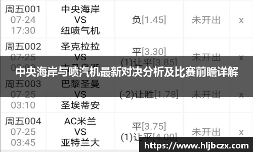中央海岸与喷汽机最新对决分析及比赛前瞻详解